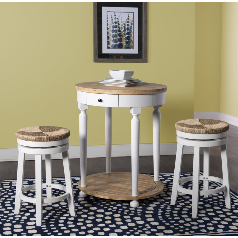 Sand & Stable Granville Swivel Solid Wood Woven Seat Bar & Counter